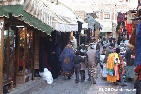 Postcard Bazaar street in Sana