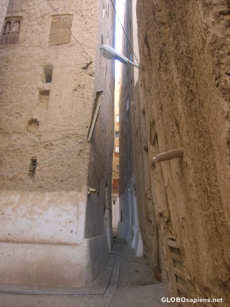 Postcard Narrow streets in the Hadramaut Valley
