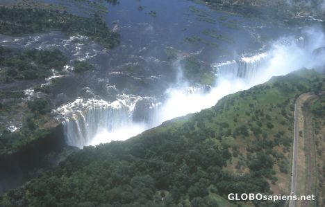 Postcard Vic Falls from above