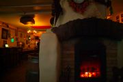 The fireplace at the Dubliner.