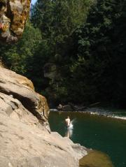 Yours truly taking a dip in the Cowichan river.