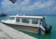 The boat to Foammulah, departing from Gan, in Addu Atoll