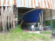 Building boats in Foammulah. The workers are very friendly