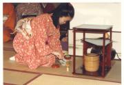 my friend preparing chainiyu, or tea ceremony, in Hachijo Jima