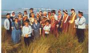 German folks posing in front of Helgoland Island