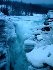 Frozen Athabasca Falls in January