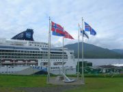 Prince Rupert. Norwegian flag and Norwegian star cruise