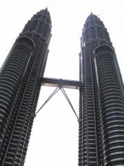 A close up of the Petronas Towers.