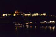 The Prague Castle at night, seen from the Charles's Bridge.