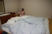 sleeping on the warm heated floor @ Hanwha Resort Phoneix Park