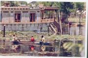 typical houseboat on Dal Lake, Srinagar, Kashmir