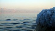 Salt encrusted rock at Dead Sea