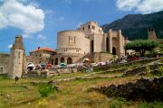 Castle in Kruja, view from the exit of the ethnographic museum.