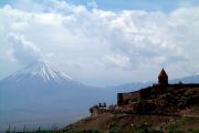 Khor Virap and the snow-capped Little Ararat in the background