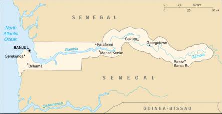 Map of Gambia, the