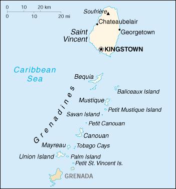 Map of St. Vincent and the Grenadines