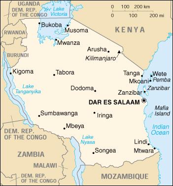 Map of Tanzania, United Republic of