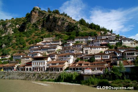 Postcard Berat (AL) - the Mangalemi district in the morning