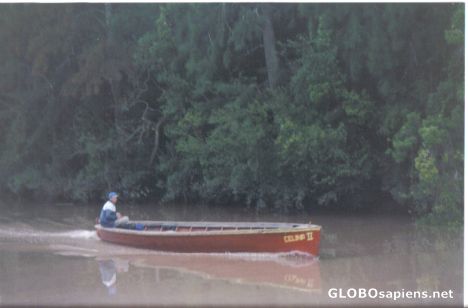 Postcard fast river boat