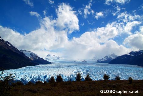 Postcard Perito Moreno from a hill