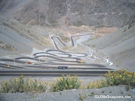 Postcard road from mendoza to santiago