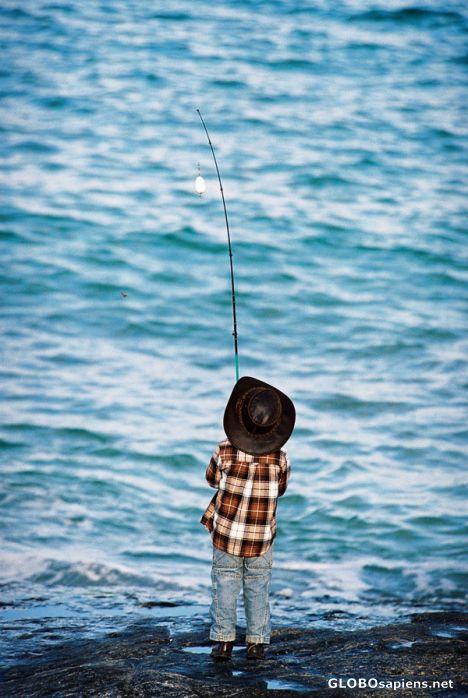 Postcard fisherboy