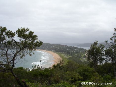 Postcard View of the Beach and the headland from the hill