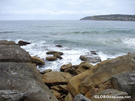 Postcard Manly Beach - Waves and rocks