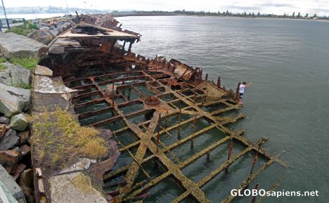 Postcard fishing from shipwreck