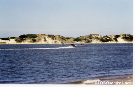 Postcard fun on snowy river