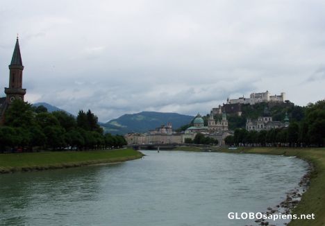 Postcard View of Hohensalzburg Fortress and Salzach river