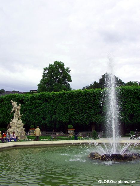Postcard The main fountain of the Mirabell Gardens