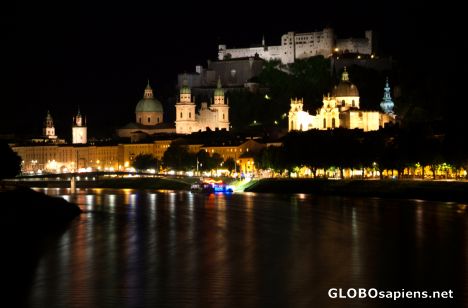 Postcard Salzburg (AT) - skyline by night