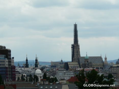 Postcard Stephen's cathedral from the Prater ferris wheel