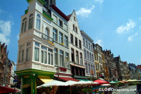 Postcard Antwerp (BE) - cafes' roofs in the old town