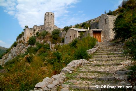 Postcard Počitelj (BA) - stairs leading to the fort