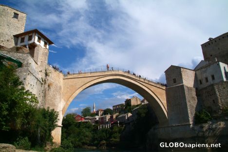 Postcard Mostar (BA) - about to jump off the bridge