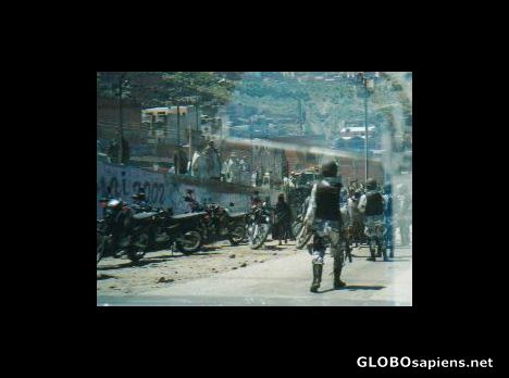 Postcard Sent in the riot police!