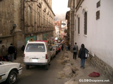 Postcard Street with stones to block it