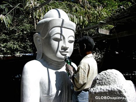 Postcard Mandalay Stone Carver
