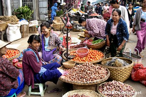Postcard Street Vendors, Mandalay