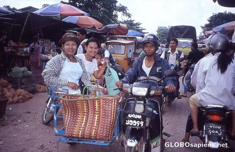 Postcard Going home by motorcycle bike