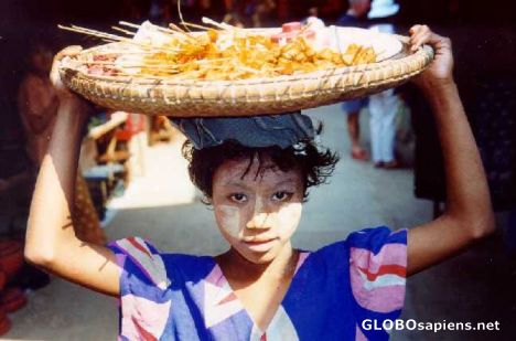 Postcard Vendor Girl, Pagan Market