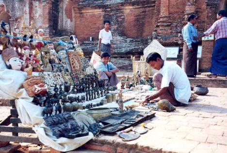 Postcard Temple Vendors, Old Pagan
