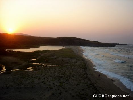 Postcard Veleka river's mouth and Black Sea