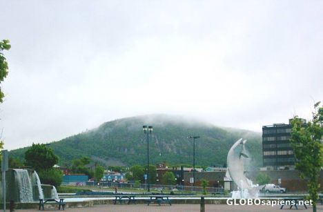 Postcard Big Fish Fountain and Sugarloaf
