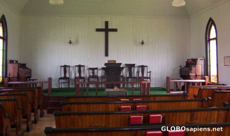 Postcard Inside the historic Baptist Church