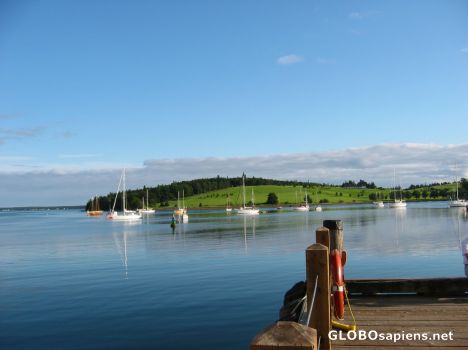 Postcard Looking out from a dock in Lunenburg.