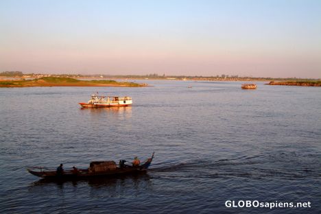 Postcard Mekong Boats in Phnom Penh