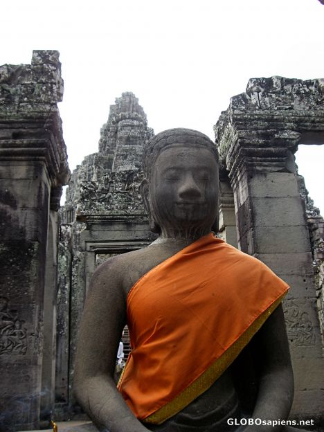 Postcard Shrouded Buddha at Bayon Temple